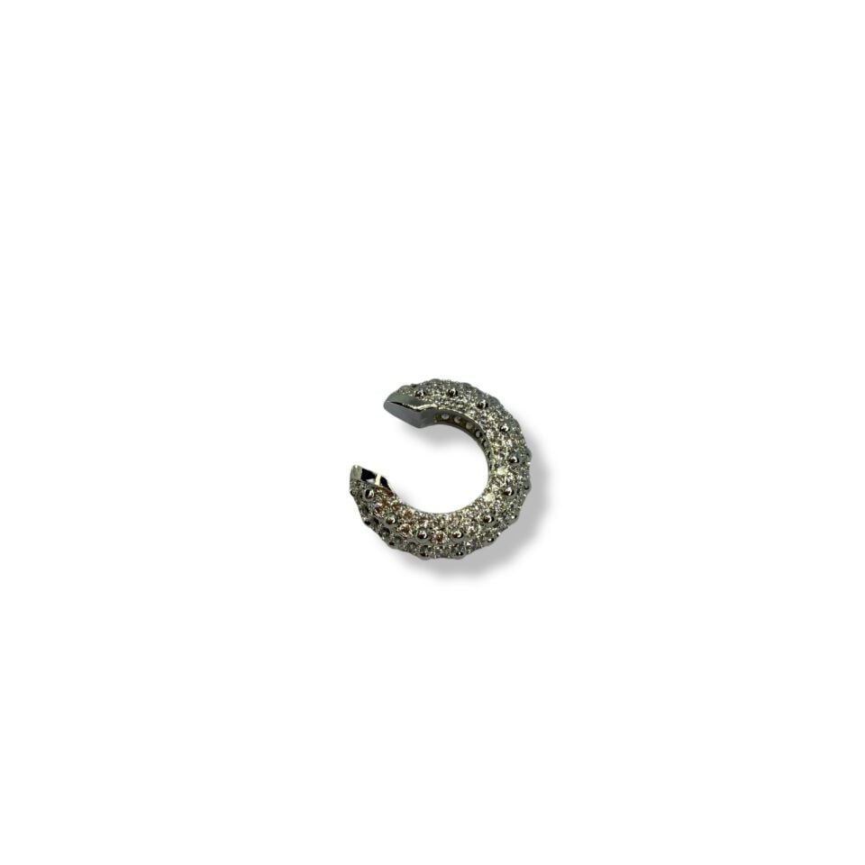 Tamamı Mikro Taşlı Bombeli Kıkırdak Küpe - Deliksiz Lüks Ear Cuff (Gold ve Gümüş Seçenekli)(SILVER)