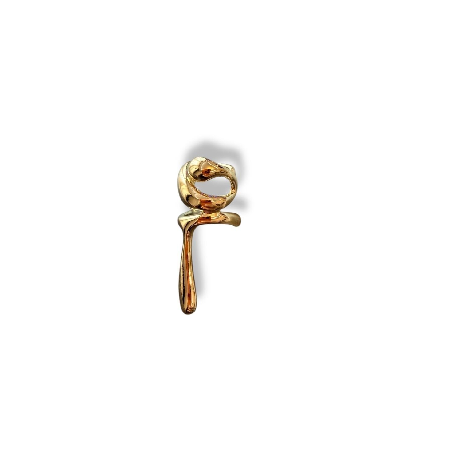 Gold Renk Erimiş Metal Sallantılı Kıkırdak Küpe - Heykelsi Drip Ear Cuff