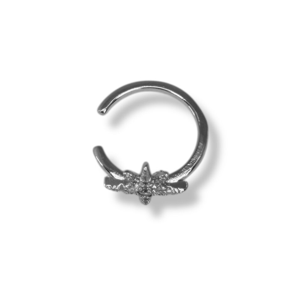 Parıltılı Yıldız Figürlü Kıkırdak Küpe | Gold ve Silver Rengi Air Cuff(SILVER)