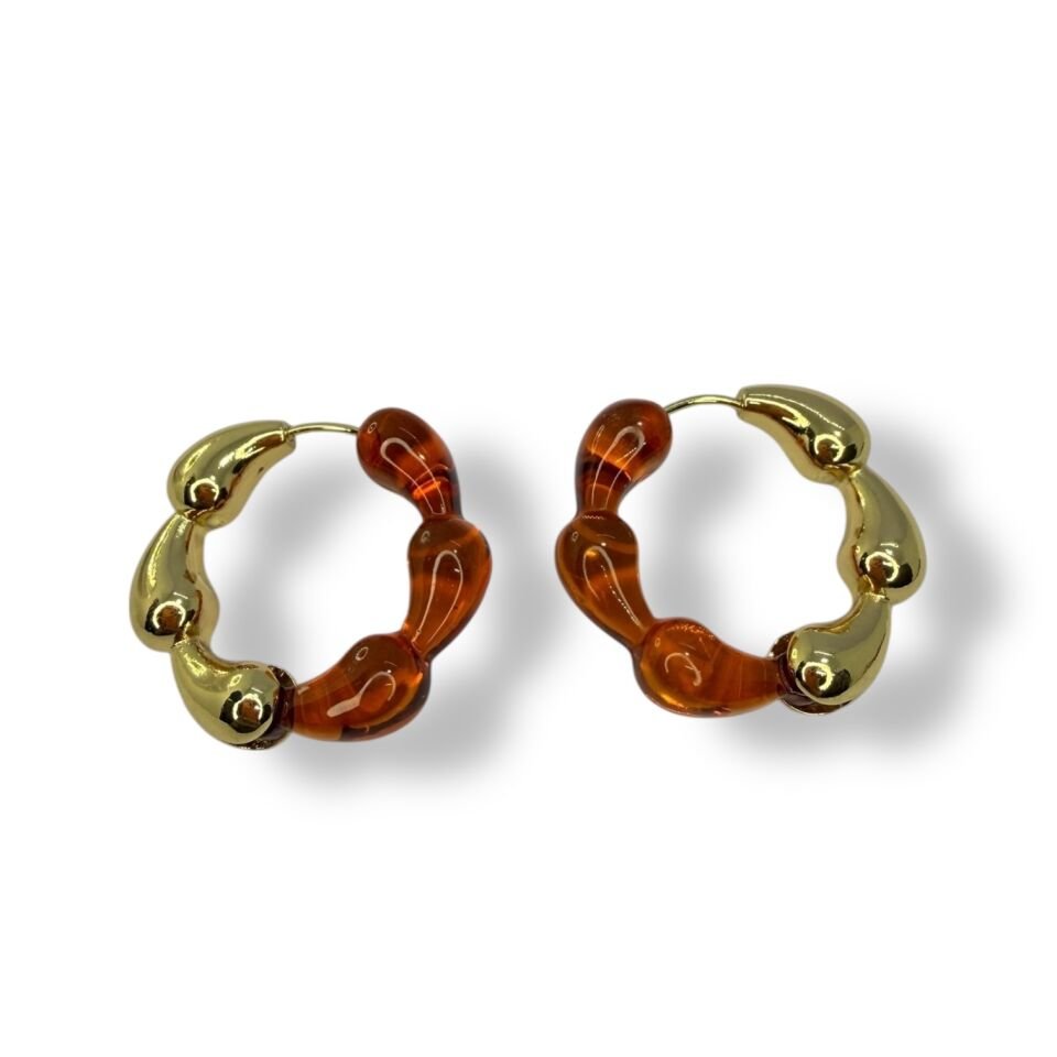 İki Renkli Boğumlu Halka Küpe