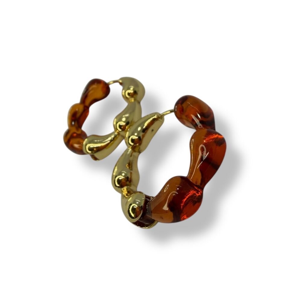 İki Renkli Boğumlu Halka Küpe