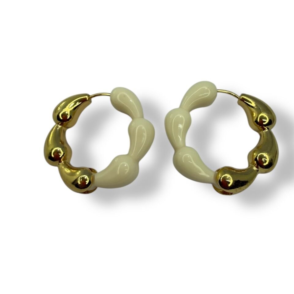 İki Renkli Boğumlu Halka Küpe