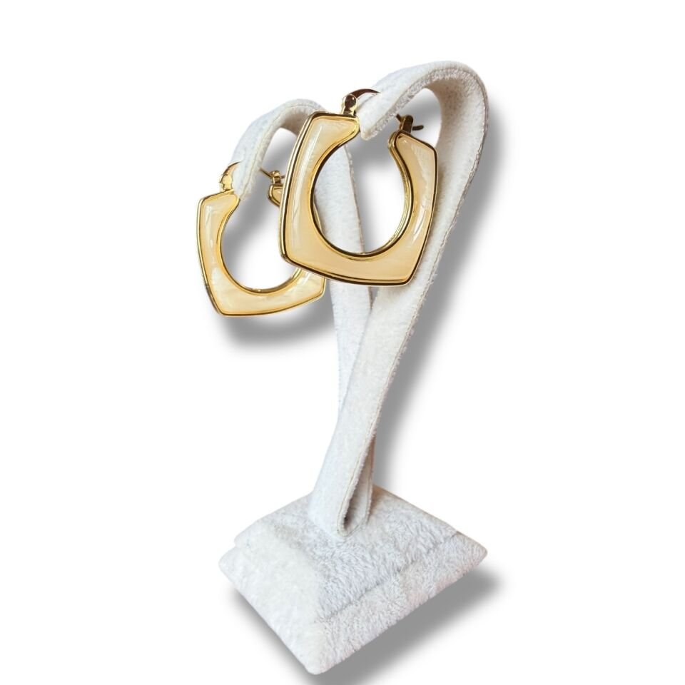 Dikdörtgen Bordo Halka Küpe