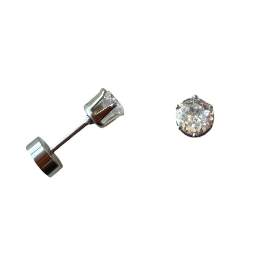 Tek Taş Zirkon Detaylı Silver Piercing - Parlak Kıkırdak ve Helix Küpesi