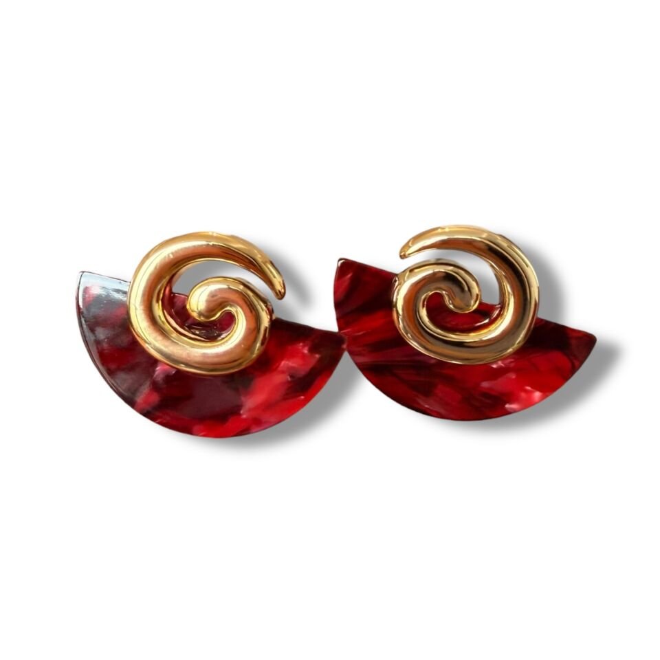 Vintage Stil Altın Rengi Sarmal Detaylı Geometrik Küpe