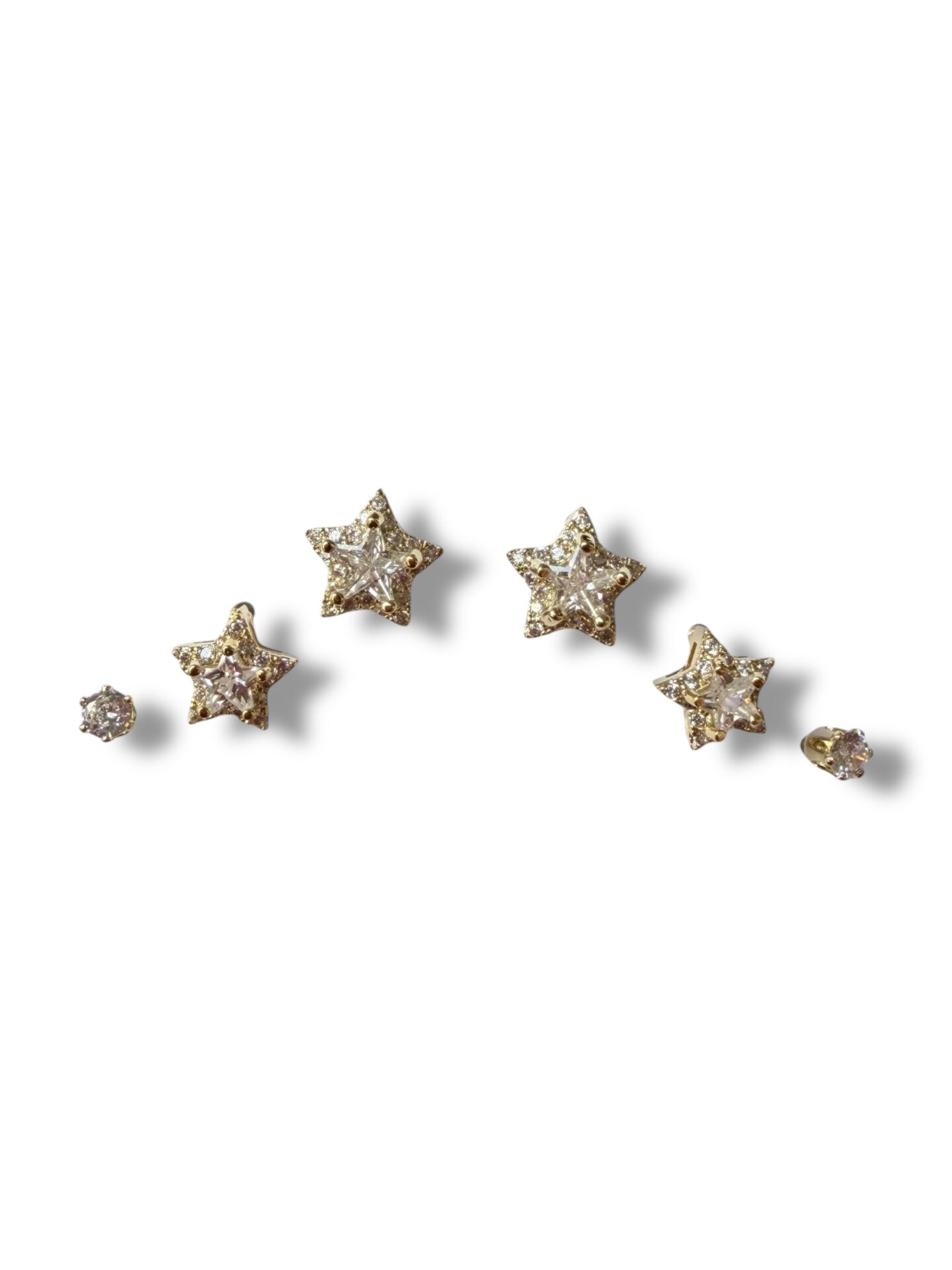 Gold Renk Zirkon Taşlı Yıldız Figürlü Çoklu Küpe Seti(Kopya)