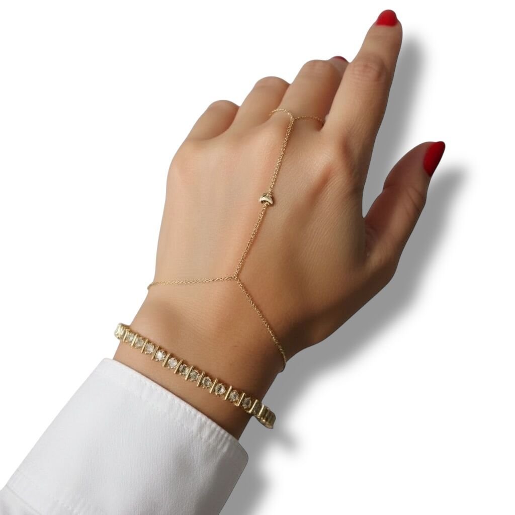 Zirkon Taşlı Kalp Detaylı Şahmeran - Gold Renk