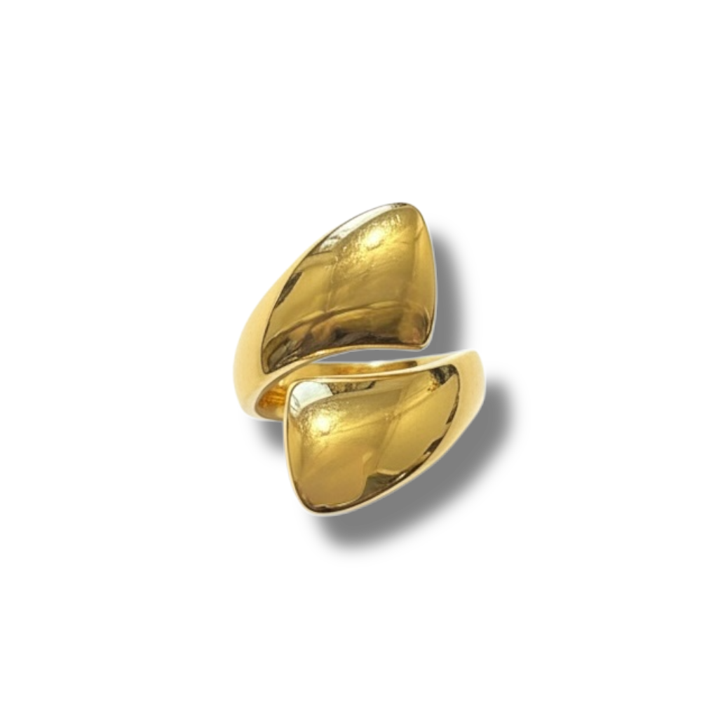 Asimetrik Formlu Ayarlanabilir Altın Kaplama Yüzük