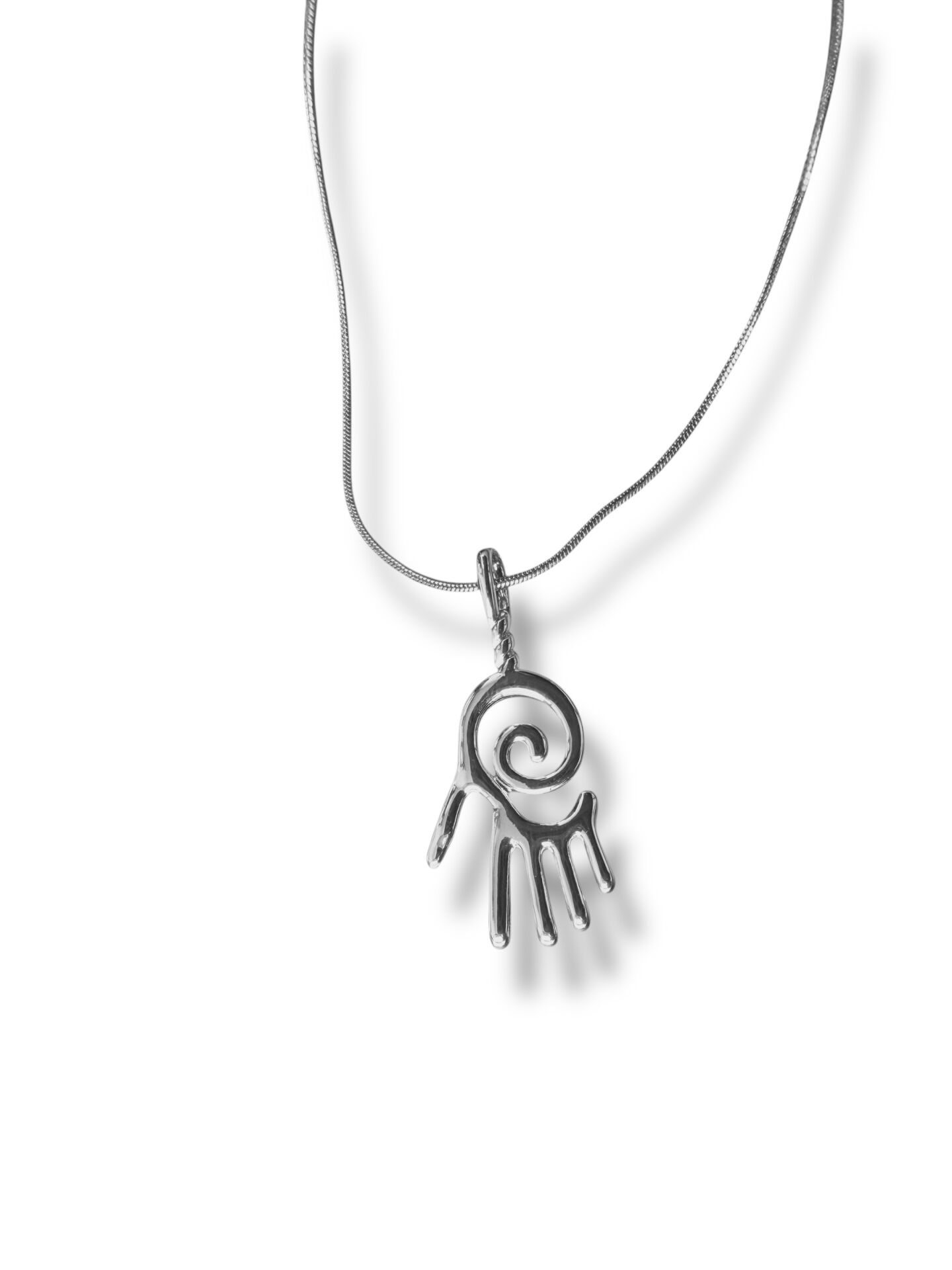 Sarmal Desenli Şans Eli Kadın Kolye - Gold & Silver Seçenekli Silver