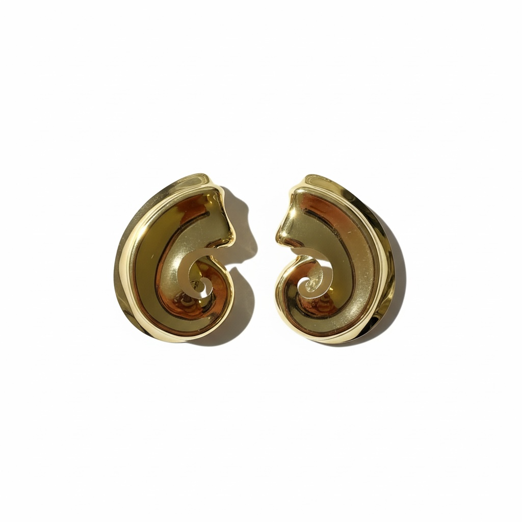 Gold Sarmal Formlu Kıvrımlı Küpe